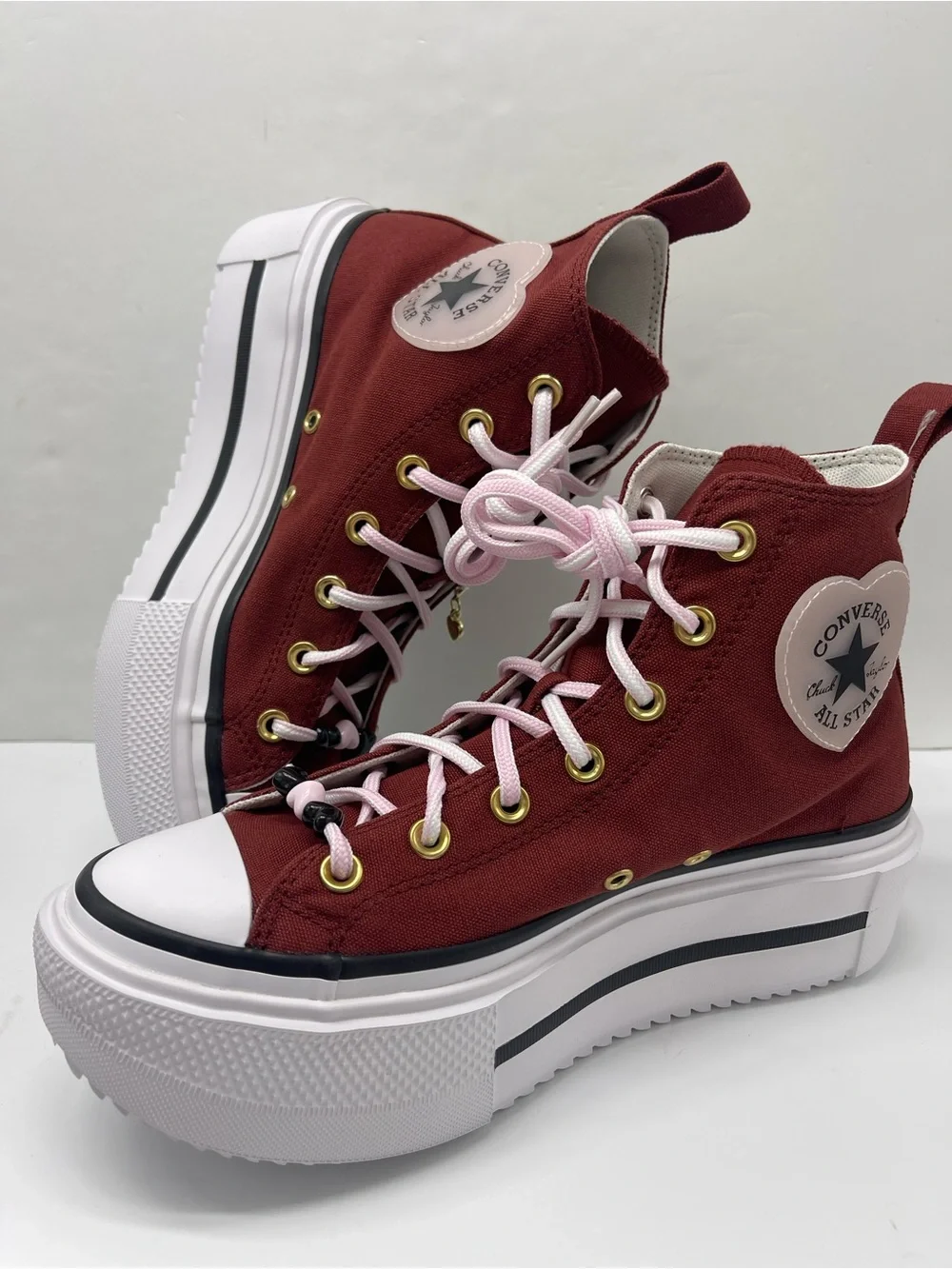 Converse CTAS LIFT DOUBLE STACK HI DEEP BORDEAU/SUGAR BERRY Platform Sneakers